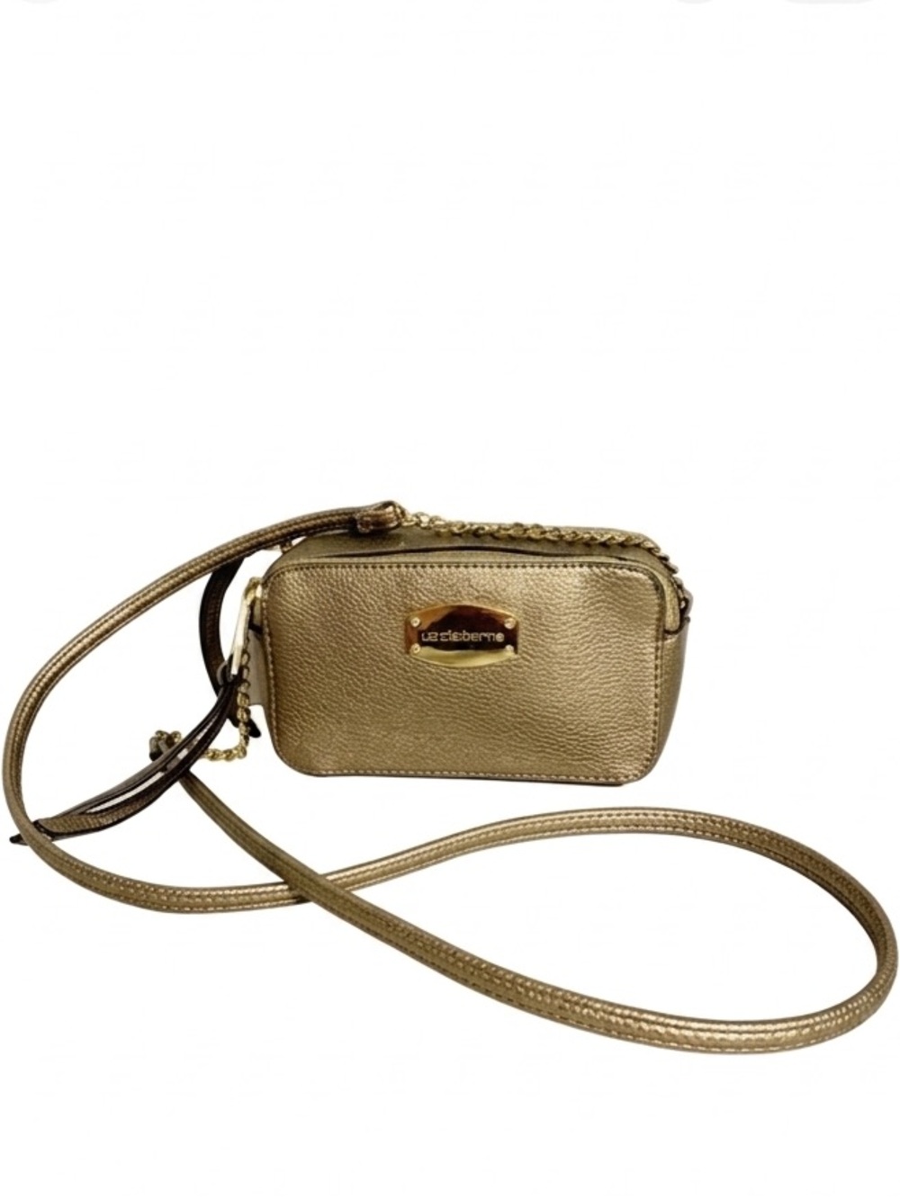 Liz Claiborne Faux Leather Fully Lined Crossbody Bag Partial Chain Strap Zipped